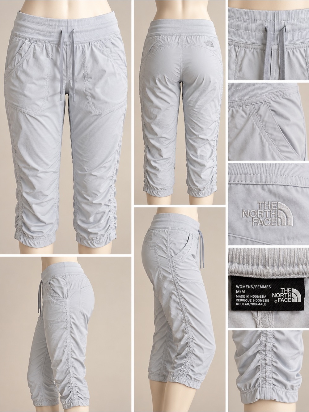The North Face Light Gray Kids Cropped Ruched Joggers